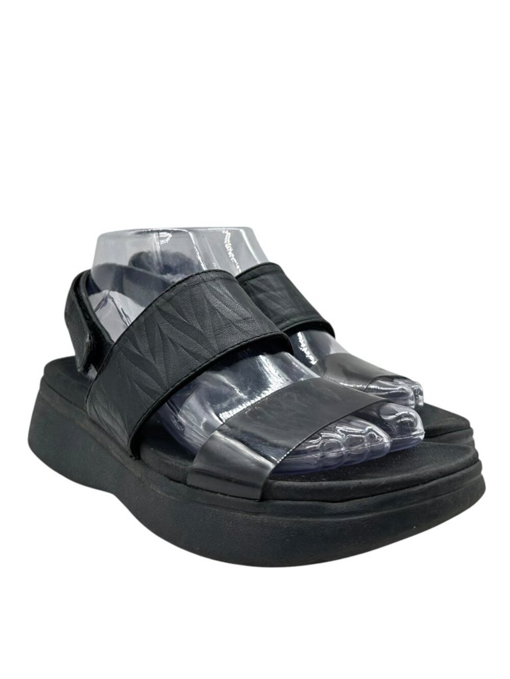 Vionic Karleen Leather Platform Sandals 7.5 Adjustable Slingback Comfort Chunky